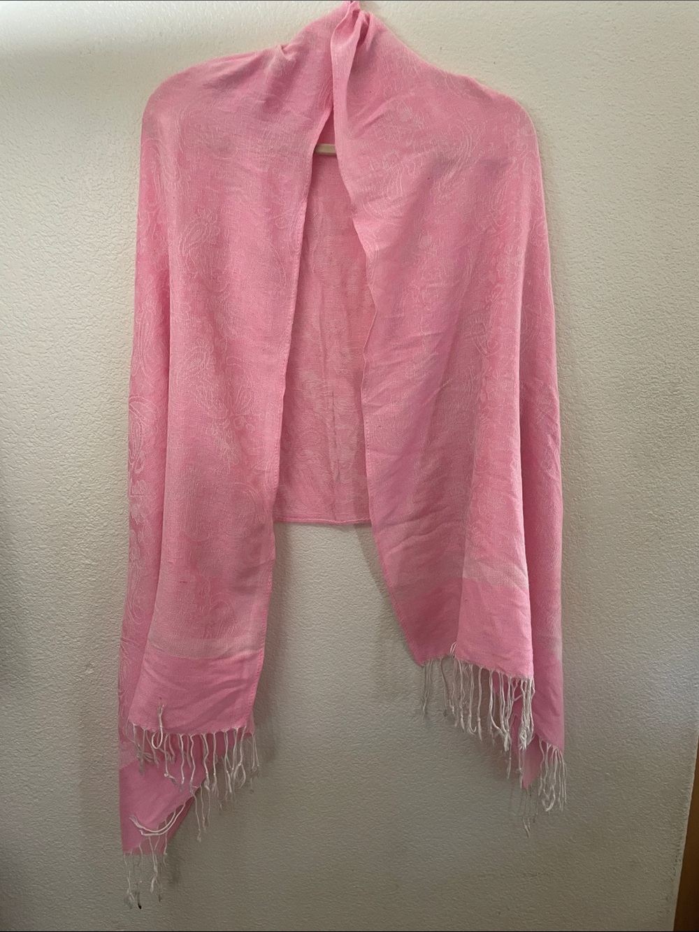 pashmina 100% Soft Pink Paisley Fringe Wrap Scarf